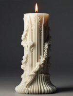 lumanare sculpturala antique gold column coloana baroc auriu ceara soia praf de zana