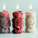 Lumânare Cilindru cu Trandafiri – Sculptură Florală Handmade - imagine 6